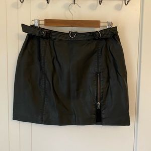Free People Faux Leather Skirt with Zipper Detail, size 10